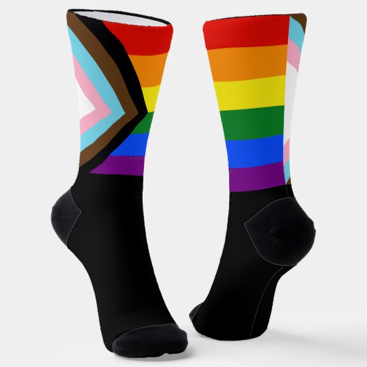 SlipperyJoe's Progress Pride-vlag zes klassieke ho Sokken (Gebogen)
