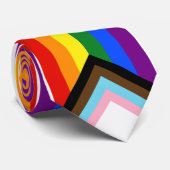 SlipperyJoe's Progress Pride-vlag zes klassieke ho Stropdas (Opgerold)