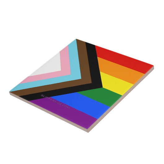 SlipperyJoe's Progress Pride-vlag zes klassieke ho Tegeltje (Zijkant)