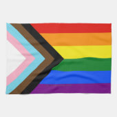 SlipperyJoe's Progress Pride-vlag zes klassieke ho Theedoek (Horizontaal)