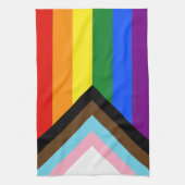 SlipperyJoe's Progress Pride-vlag zes klassieke ho Theedoek (Verticaal)
