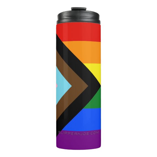 SlipperyJoe's Progress Pride-vlag zes klassieke ho Thermosbeker (Voorkant)