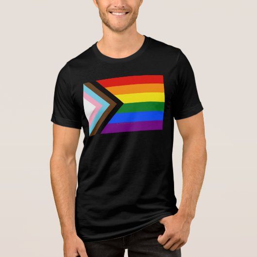 SlipperyJoe's Progress Pride-vlag zes klassieke ho Tri-Blend Shirt (Voorkant)