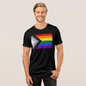 SlipperyJoe's Progress Pride-vlag zes klassieke ho Tri-Blend Shirt (Voorkant volledig)