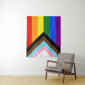 SlipperyJoe's Progress Pride-vlag zes klassieke ho Wandkleed (In situ)