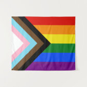 SlipperyJoe's Progress Pride-vlag zes klassieke ho Wandkleed (Voorkant (horizontaal))