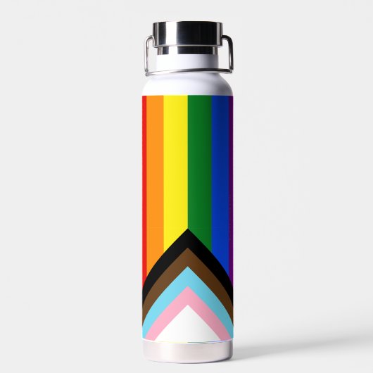 SlipperyJoe's Progress Pride-vlag zes klassieke ho Waterfles (Achterkant)