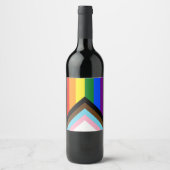 SlipperyJoe's Progress Pride-vlag zes klassieke ho Wijn Etiket (Voorkant)