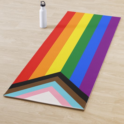 SlipperyJoe's Progress Pride-vlag zes klassieke ho Yogamat (In situ)