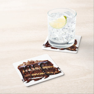 SlipperyJoe's pure chocoladetaart is rijk aan deca Kartonnen Onderzetters