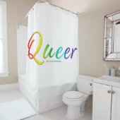 SlipperyJoe's queer pride kleuren woord kleurrijke Douchegordijn (In situ)