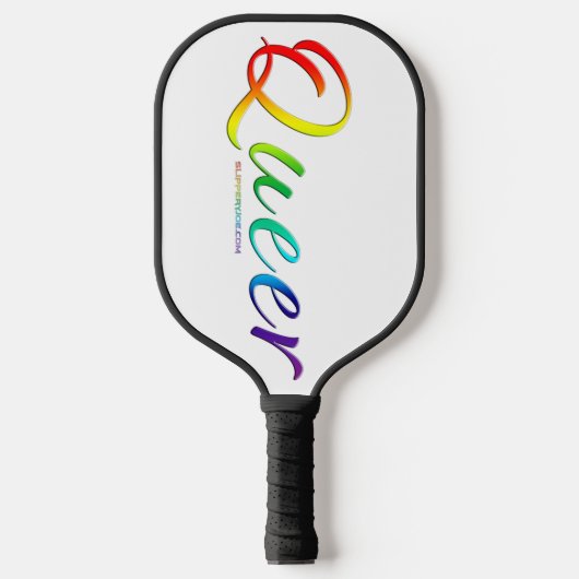 SlipperyJoe's queer pride kleuren woord kleurrijke Pickleball Paddle (Voorkant)