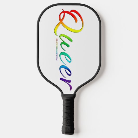 SlipperyJoe's queer pride kleuren woord kleurrijke Pickleball Paddle (Achterkant)