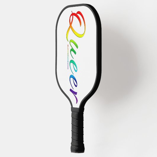 SlipperyJoe's queer pride kleuren woord kleurrijke Pickleball Paddle (Links)