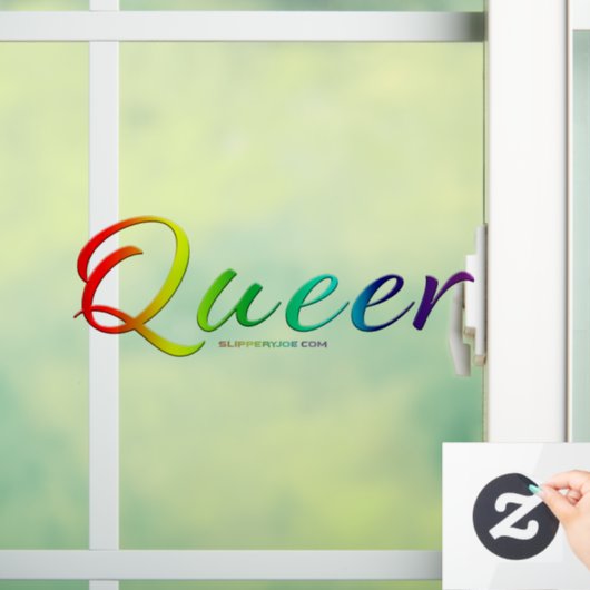 SlipperyJoe's queer pride kleuren woord kleurrijke Raamsticker (Huis)