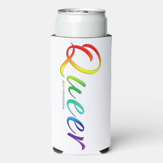 SlipperyJoe's queer pride kleuren woord kleurrijke Seltzer Blikjeskoeler (Seltzer Achterkant)