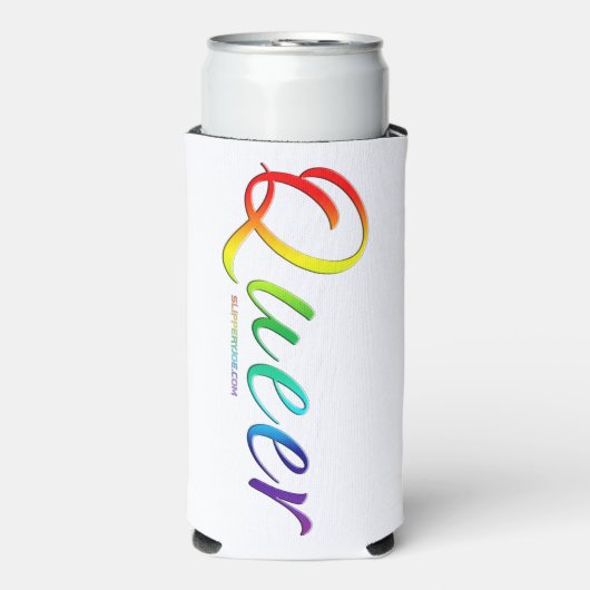SlipperyJoe's queer pride kleuren woord kleurrijke Seltzer Blikjeskoeler (Seltzer Voorkant)