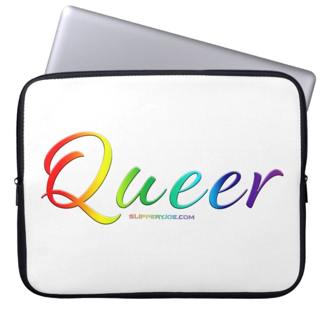 SlipperyJoe's queer trotskleur woord trots symbool Laptop Sleeve (Voorkant)