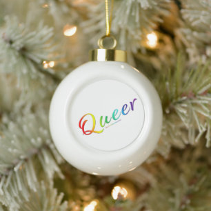 SlipperyJoe's rare, enkele expressieve woord glad Keramische Bal Ornament