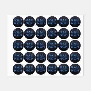 SlipperyJoe's raunch metallic grote blauwe letters Labels