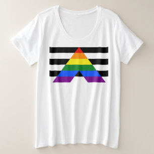 SlipperyJoe's rechte bondgenoot vlag effen regenbo Grote Maat T-shirt