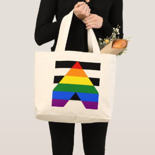 SlipperyJoe's rechte bondgenoot vlag effen regenbo Grote Tote Bag