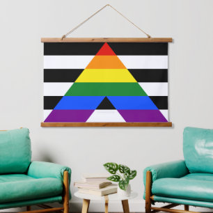 SlipperyJoe's rechte bondgenoot vlag effen regenbo Hangend Wandkleed