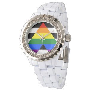 SlipperyJoe's rechte bondgenoot vlag effen regenbo Horloge