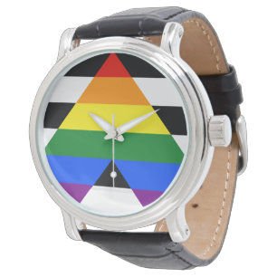 SlipperyJoe's rechte bondgenoot vlag effen regenbo Horloge