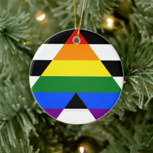 SlipperyJoe's rechte bondgenoot vlag effen regenbo Keramisch Ornament