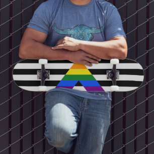 SlipperyJoe's rechte bondgenoot vlag effen regenbo Persoonlijk Skateboard