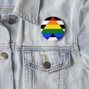 SlipperyJoe's rechte bondgenoot vlag effen regenbo Ronde Button 5,7 Cm
