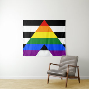 SlipperyJoe's rechte bondgenoot vlag effen regenbo Wandkleed