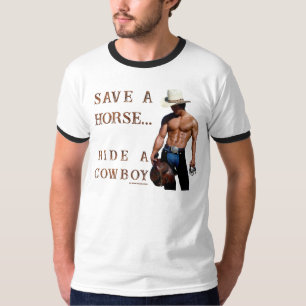 SlipperyJoe's red hoed paard rijden strohoed cowbo T-shirt