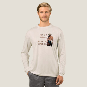 SlipperyJoe's red hoed paard rijden strohoed cowbo Tri-Blend Shirt