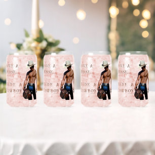 SlipperyJoe's red hoed paard rijden strooien cowbo Blikvorm Glas