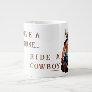 SlipperyJoe's red hoed paard rijden strooien cowbo Grote Koffiekop