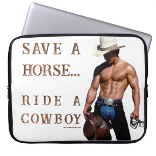 SlipperyJoe's red hoef ride strooien cowboyhoed mu Laptop Sleeve