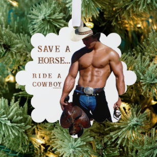 SlipperyJoe's red hoefijzer strohoed cowboyhoed mu Ornament Kaart