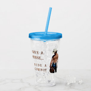 SlipperyJoe's red hoefrit strohoed cowboyhoed mus Acryl Drinkbeker