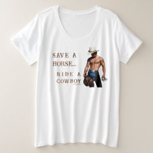 SlipperyJoe's red hoefrit strohoed cowboyhoed mus Grote Maat T-shirt