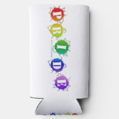 SlipperyJoe's regenboog gekleurde pride teken woor Seltzer Blikjeskoeler (Achterkant)