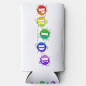 SlipperyJoe's regenboog gekleurde pride teken woor Seltzer Blikjeskoeler (Voorkant)