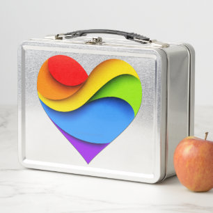 SlipperyJoe's regenboog gelaagde hartvorm rood ora