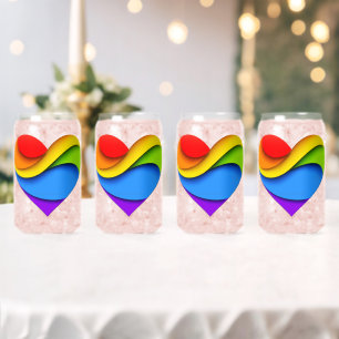SlipperyJoe's regenboog gelaagde hartvorm rood ora Blikvorm Glas