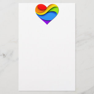 SlipperyJoe's regenboog gelaagde hartvorm rood ora Briefpapier