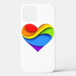 SlipperyJoe's regenboog gelaagde hartvorm rood ora Case-Mate iPhone Case