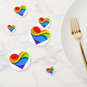 SlipperyJoe's regenboog gelaagde hartvorm rood ora Confetti