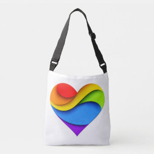 SlipperyJoe's regenboog gelaagde hartvorm rood ora Crossbody Tas