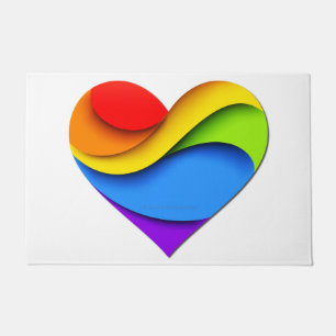 SlipperyJoe's regenboog gelaagde hartvorm rood ora Deurmat